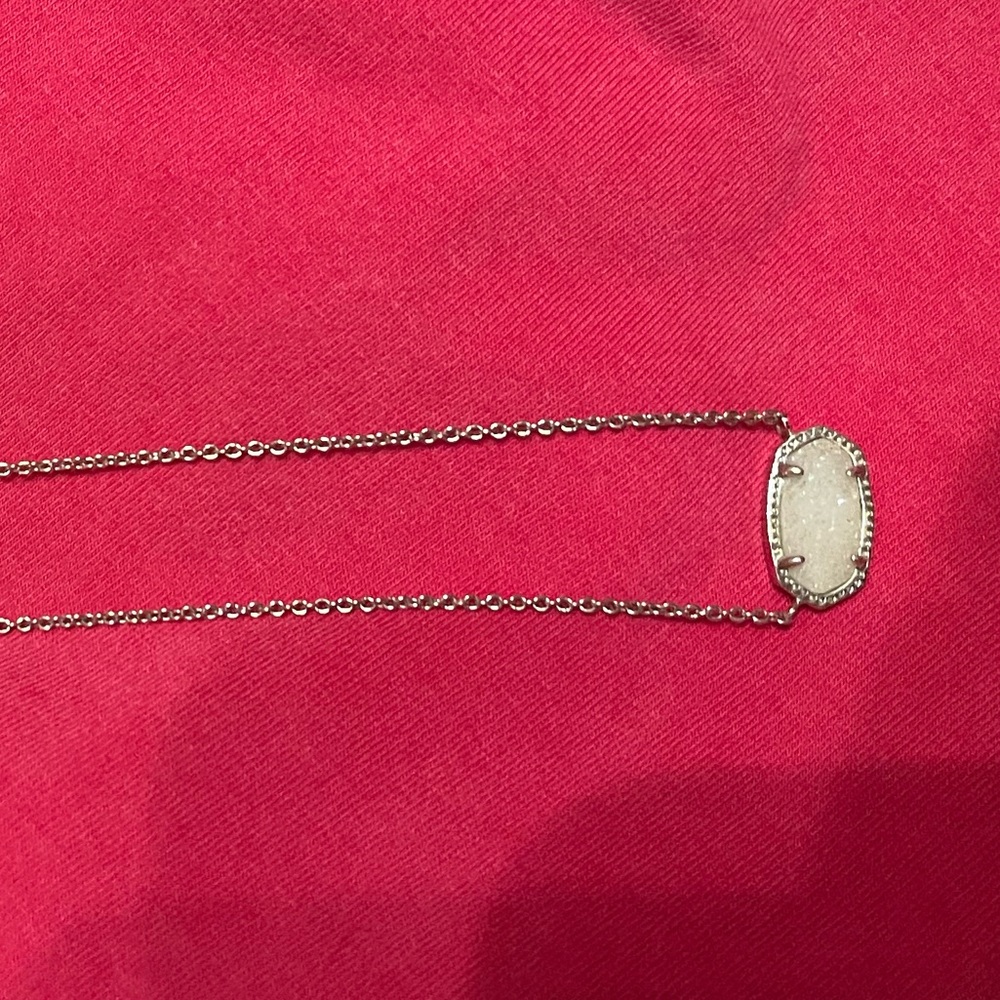 Kendra Scott White Druzy Pendant Necklace with Silver Chain
